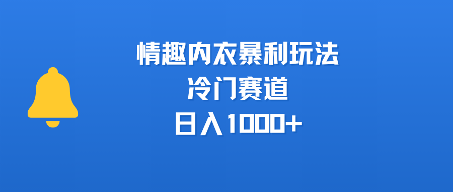 情趣内衣暴利玩法，冷门赛道，日入1000+-亦可网创