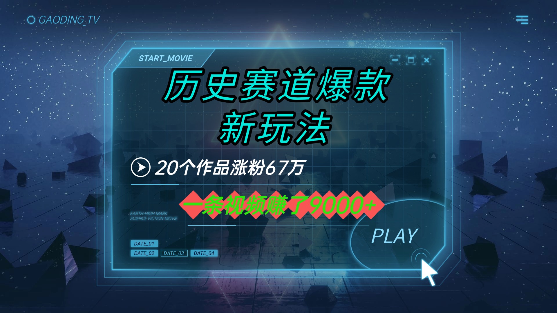 20个作品涨粉67万，一条视频赚了9000+，历史赛道爆款新玩法-亦可网创