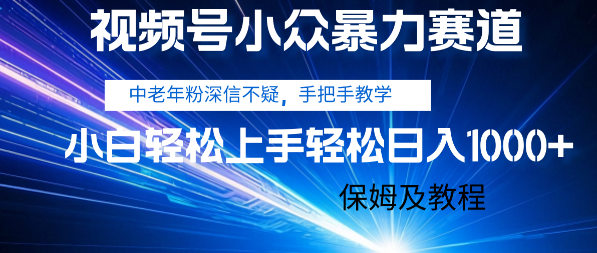 视频号小众暴力赛道，中老年人深信不疑 手把手教学，小白也能日入1000+ 保姆及教程-亦可网创