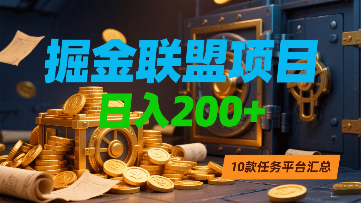 掘金联盟项目，日入200+，10款任务平台汇总-亦可网创