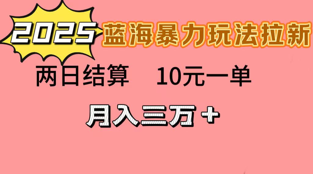 蓝海暴力拉新项目，10元一单，两日结算，月入3w➕-亦可网创