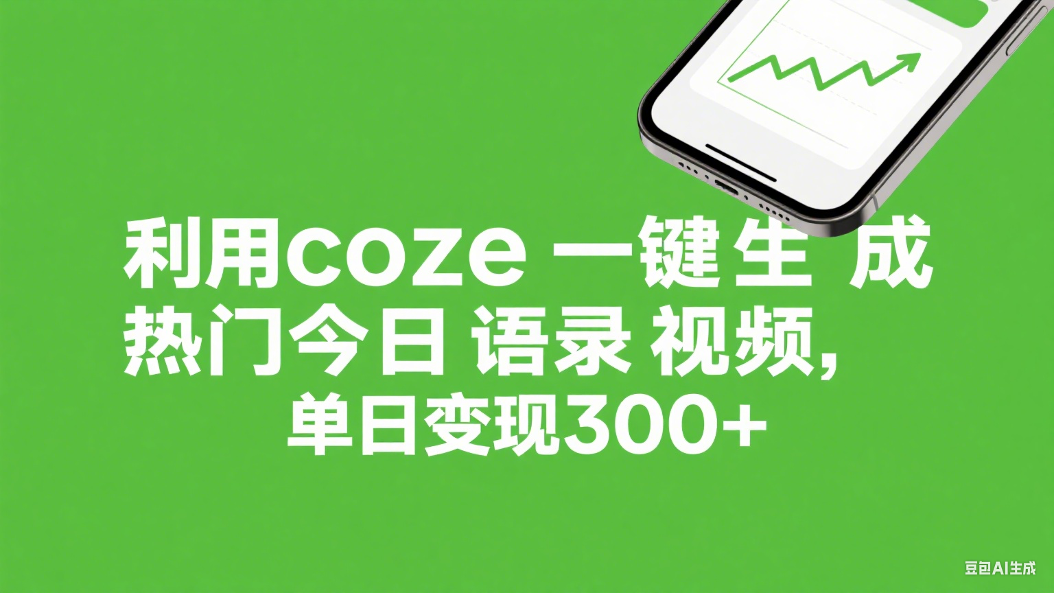 利用coze一键生成热门今日语录视频，单日变现300+-亦可网创