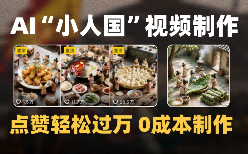 爆款1000W+微缩景观迷你小人国AI视频，0成本制作全流程教学-亦可网创