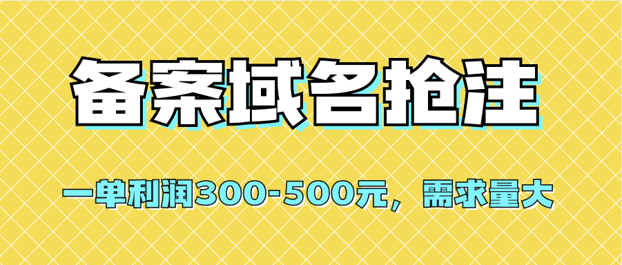 【全网首发】备案域名抢注，一单利润300-500元，需求量大-亦可网创