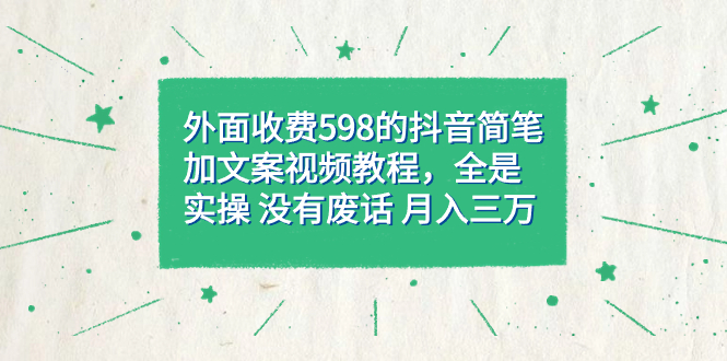 外面收费598抖音简笔加文案教程，全是实操 没有废话 月入三万（教程 资料）-亦可网创