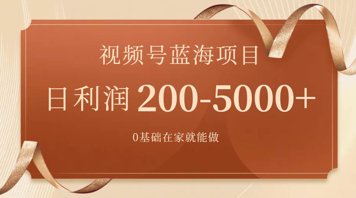 视频号蓝海项目，0基础在家也能做，一天200-5000 【附266G资料】-亦可网创
