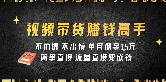 视频带货赚钱高手课程：不拍摄 不出镜 单月佣金3.5w 简单直接 流量直接变钱-亦可网创