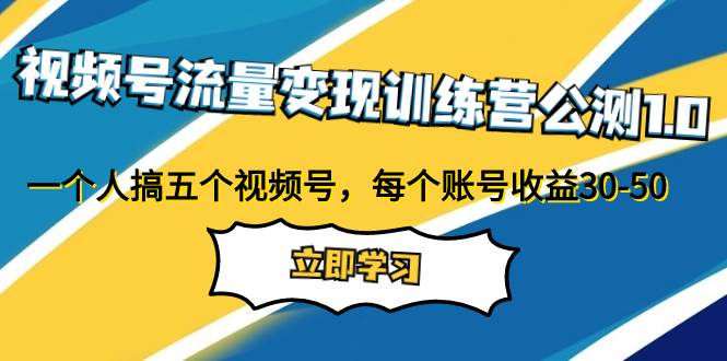 视频号流量变现训练营公测1.0：一个人搞五个视频号，每个账号收益30-50-亦可网创