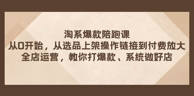 淘系爆款陪跑课 从选品上架操作链接到付费放大 全店运营 打爆款 系统做好店-亦可网创
