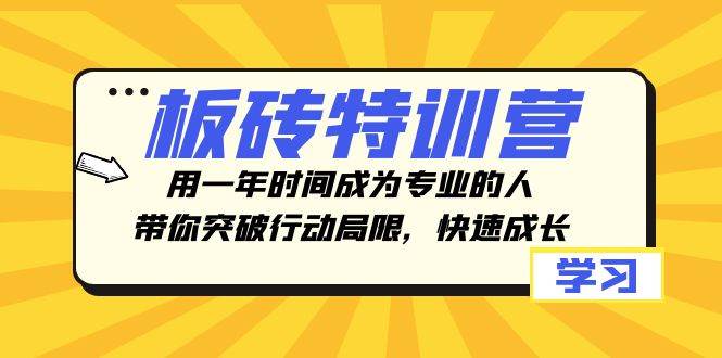 板砖特训营，用一年时间成为专业的人，带你突破行动局限，快速成长-亦可网创