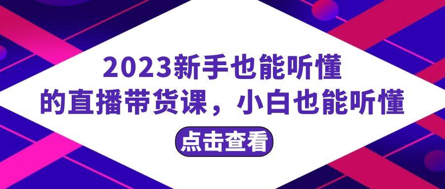 2023新手也能听懂的直播带货课，小白也能听懂，20节完整-亦可网创