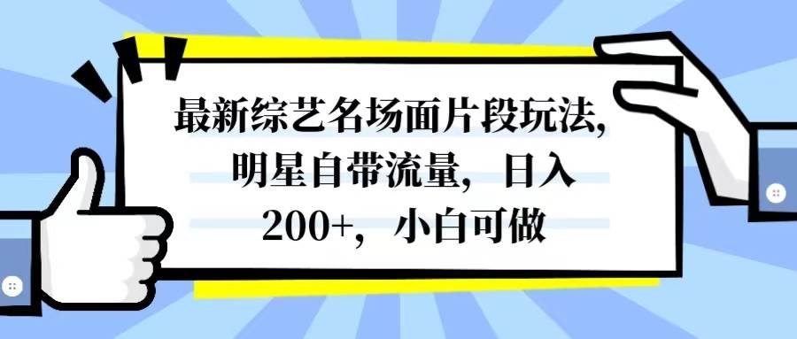最新综艺名场面片段玩法，明星自带流量，日入200 ，小白可做-亦可网创