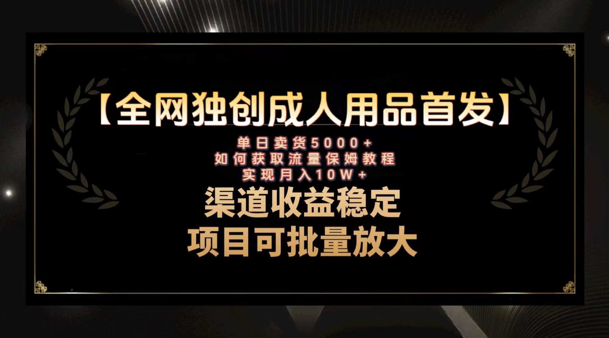 最新全网独创首发，成人用品赛道引流获客，月入10w保姆级教程-亦可网创
