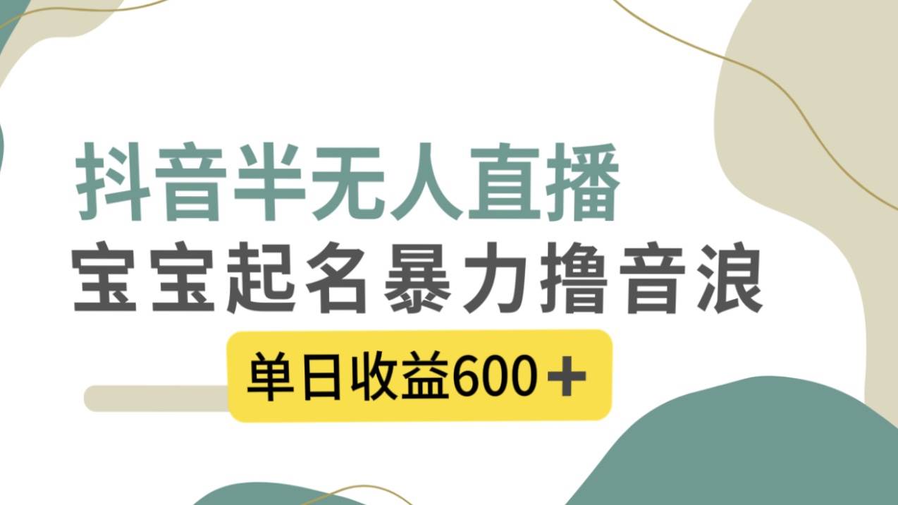 抖音半无人直播，宝宝起名，暴力撸音浪，单日收益600-亦可网创
