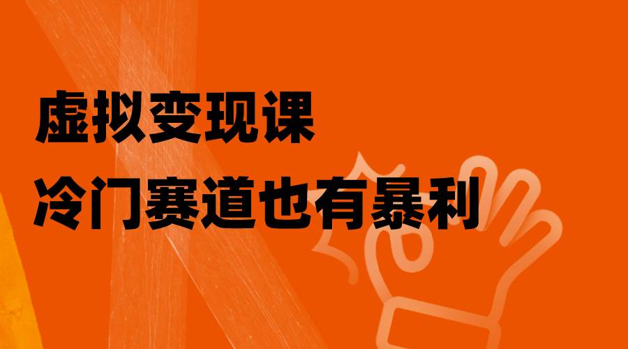 虚拟变现课，冷门赛道也有暴利，手把手教你玩转冷门私域-亦可网创