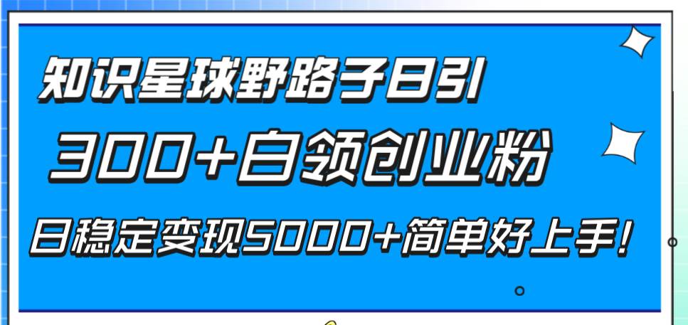 知识星球野路子日引300 白领创业粉，日稳定变现5000 简单好上手！-亦可网创