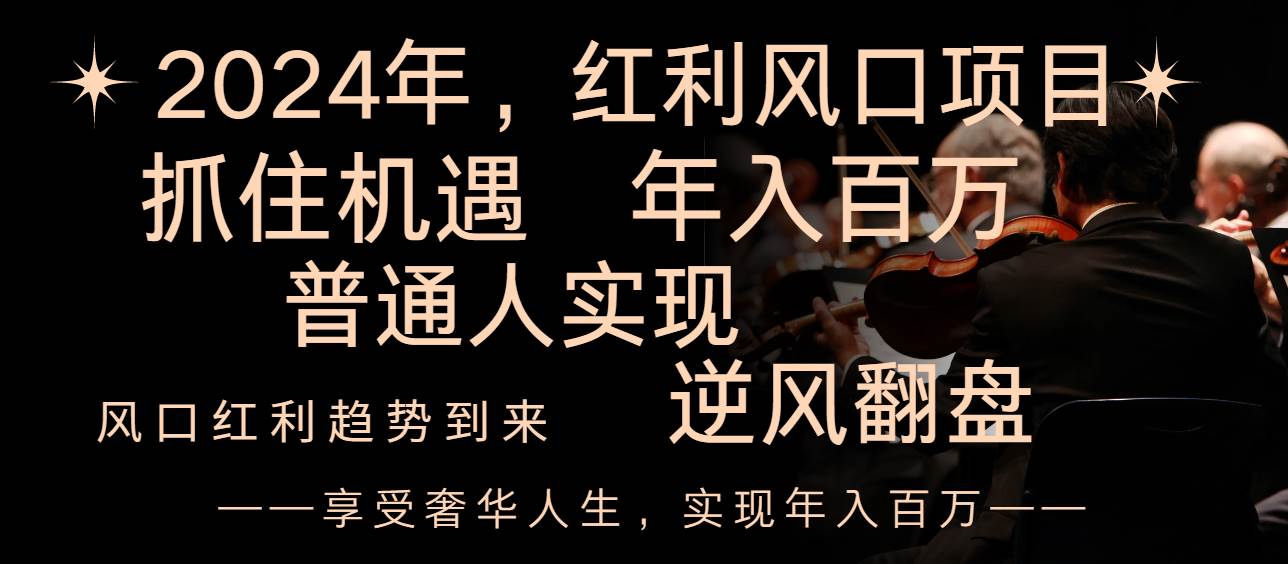 2024红利风口项目来袭，享受第一波红利，逆风翻盘普通人也能实现，年入百万-亦可网创