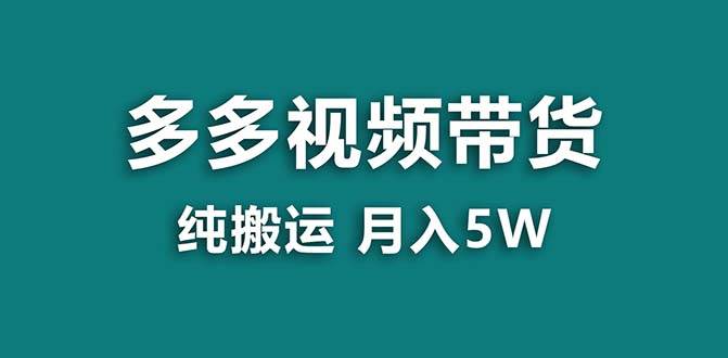 【蓝海项目】拼多多视频带货 纯搬运一个月搞了5w佣金，小白也能操作 送工具-亦可网创