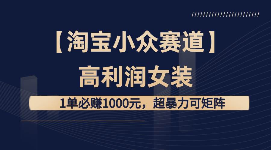 【淘宝小众赛道】高利润女装：1单必赚1000元，超暴力可矩阵-亦可网创
