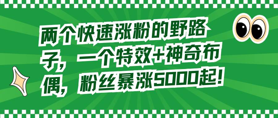 两个快速涨粉的野路子，一个特效+神奇布偶，粉丝暴涨5000起！-亦可网创