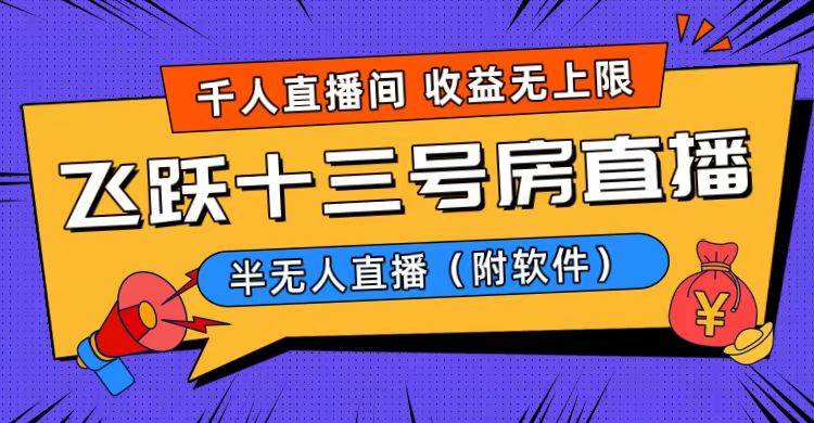 爆火飞跃十三号房半无人直播，一场直播上千人，日入过万！（附软件）-亦可网创