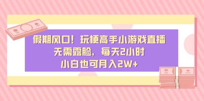 假期风口！玩梗高手小游戏直播，无需露脸，每天2小时，小白也可月入2W+-亦可网创