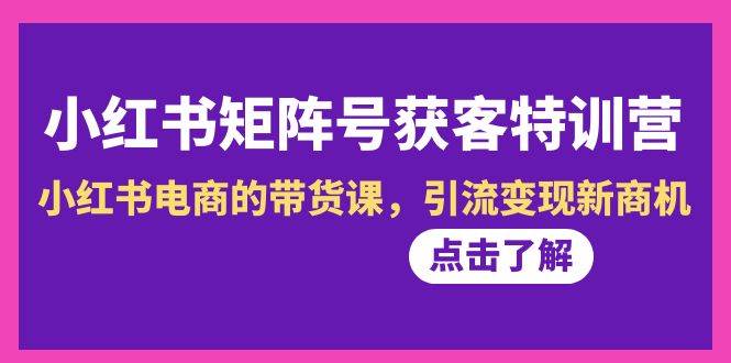 小红书-矩阵号获客特训营-第10期，小红书电商的带货课，引流变现新商机-亦可网创
