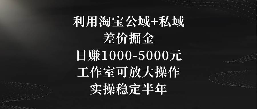 利用淘宝公域+私域差价掘金，日赚1000-5000元，工作室可放大操作，实操…-亦可网创