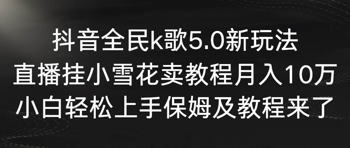 抖音全民k歌5.0新玩法，直播挂小雪花卖教程月入10万，小白轻松上手，保…-亦可网创