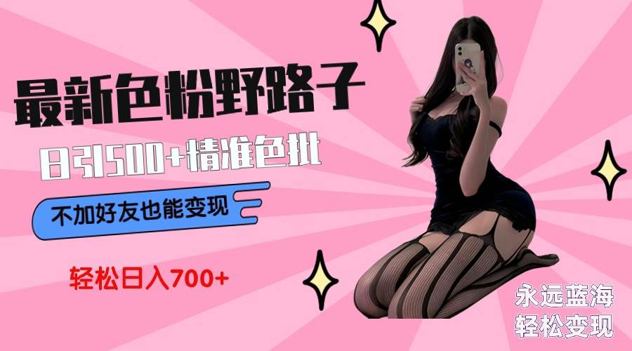 最新色粉变现野路子，日引500+老色批 可不加好友直接变现 小白轻松日入700+-亦可网创
