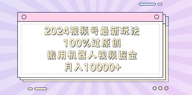 2024视频号最新玩法，100%过原创，搬用机器人视频掘金，月入10000+-亦可网创