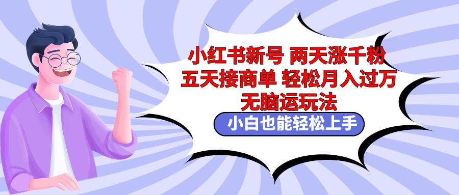 小红书新号两天涨千粉五天接商单轻松月入过万 无脑搬运玩法 小白也能轻…-亦可网创