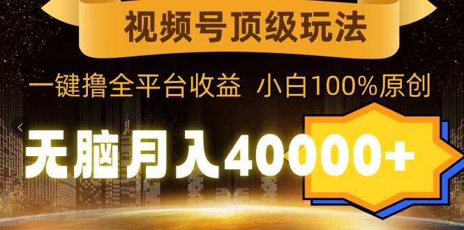 视频号顶级玩法，无脑月入40000+，一键撸全平台收益，纯小白也能100%原创-亦可网创
