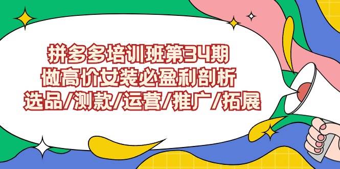 拼多多培训班第34期：做高价女装必盈利剖析  选品/测款/运营/推广/拓展-亦可网创