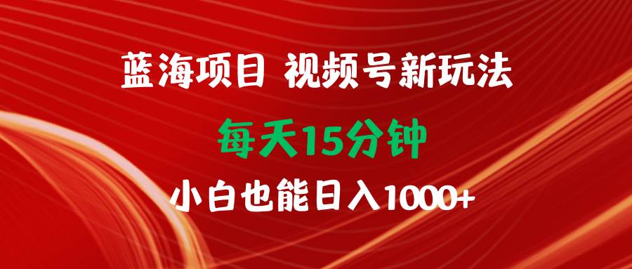 蓝海项目视频号新玩法 每天15分钟 小白也能日入1000+-亦可网创