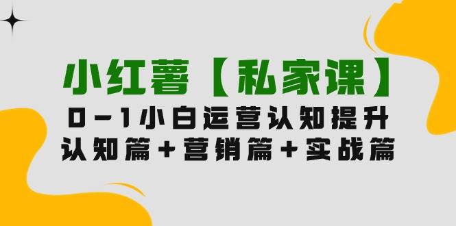 小红薯【私家课】0-1玩赚小红书内容营销，认知篇+营销篇+实战篇（11节课）-亦可网创