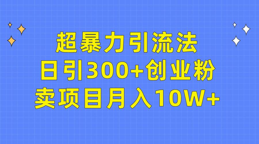超暴力引流法，日引300+创业粉，卖项目月入10W+-亦可网创