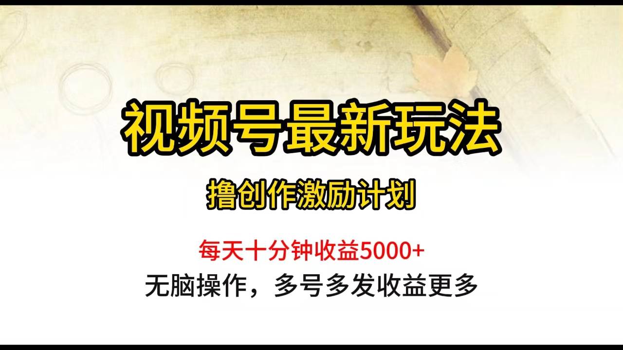 视频号最新玩法，每日一小时月入5000+-亦可网创