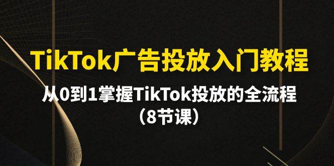 TikTok广告投放入门教程，从0到1掌握TikTok投放的全流程（8节课）-亦可网创