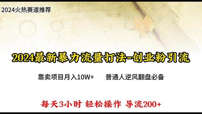 2024年最新暴力流量打法，每日导入300+，靠卖项目月入10W+-亦可网创