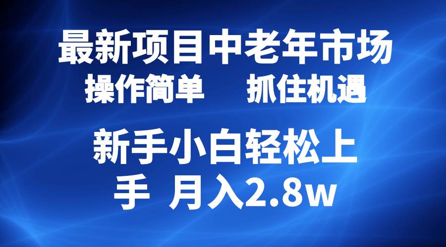 2024最新项目，中老年市场，起号简单，7条作品涨粉4000+，单月变现2.8w-亦可网创