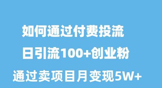 如何通过付费投流日引流100+创业粉月变现5W+-亦可网创