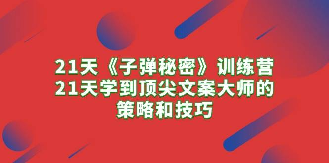 21天《子弹秘密》训练营，21天学到顶尖文案大师的策略和技巧-亦可网创