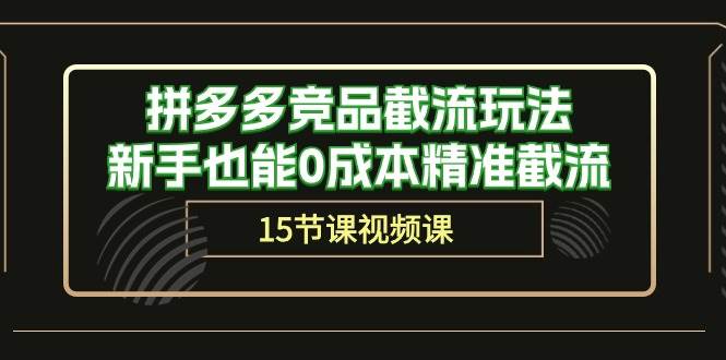 拼多多竞品截流玩法，新手也能0成本精准截流（15节课）-亦可网创