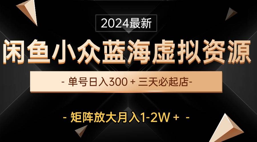 最新闲鱼小众蓝海虚拟资源，单号日入300＋，三天必起店，矩阵放大月入1-2W-亦可网创