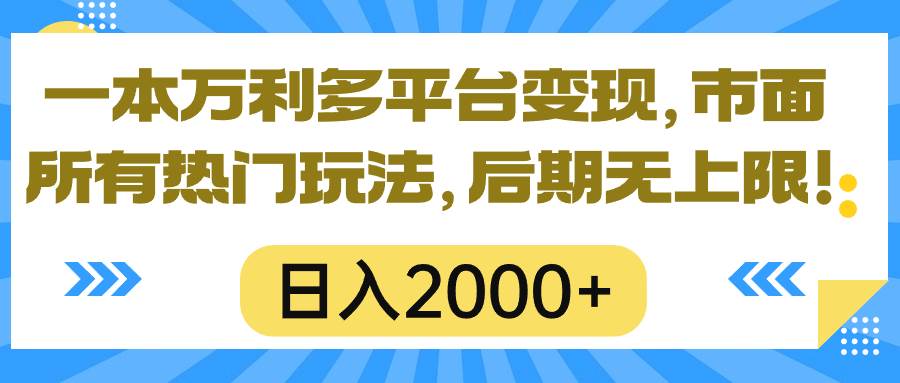 一本万利多平台变现，市面所有热门玩法，日入2000+，后期无上限！-亦可网创
