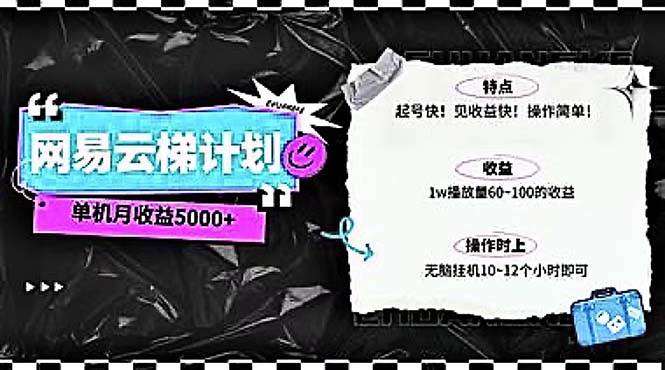 2024网易云云梯计划 单机日300+ 无脑月入5000+-亦可网创