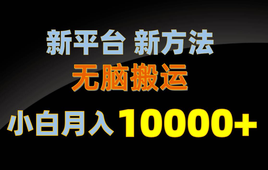 新平台新方法，无脑搬运，月赚10000+，小白轻松上手不动脑-亦可网创