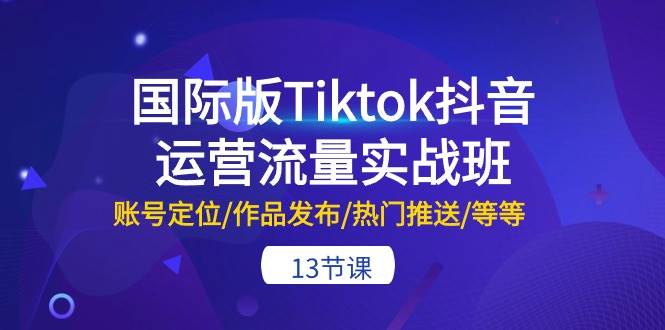 国际版Tiktok抖音运营流量实战班：账号定位/作品发布/热门推送/等等-13节-亦可网创