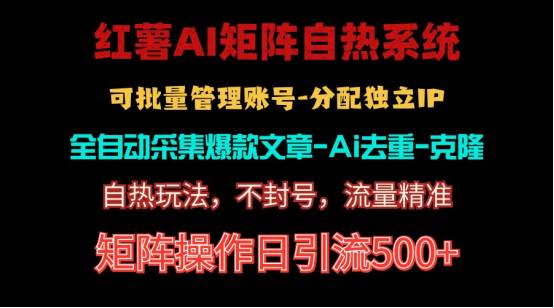 红薯矩阵自热系统，独家不死号引流玩法！矩阵操作日引流500+-亦可网创